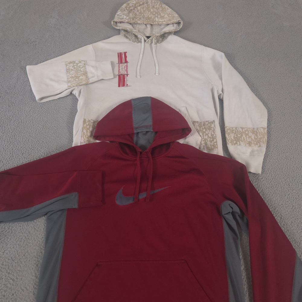 LOT OF 2 Nike Hoodie Mens L Multi Just Do It Pullover Therma-Fit Graphic Logo